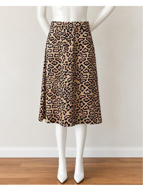Givenchy Silk Leopard Print A-Line Midi Skirt Italy Size S